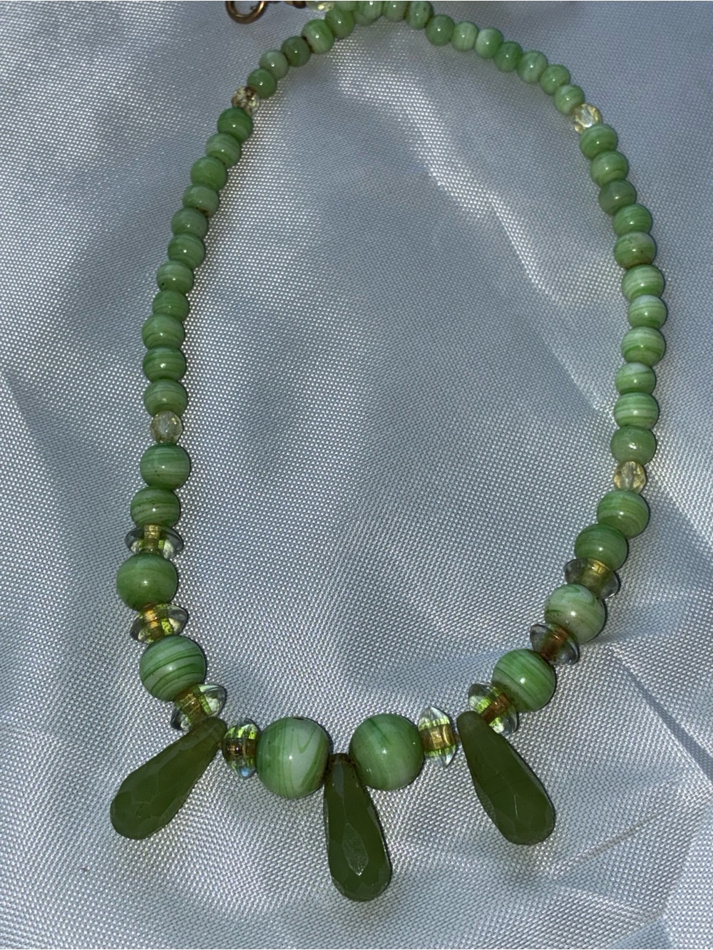 Green Beaded Teardrop Necklace - Women Jewelry